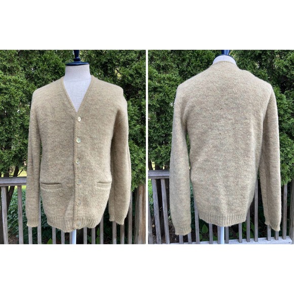60s 100% Virgin Wool Fuzzy Cardigan Looks Very Mohair Vintage M Kurt Cobain - Picture 1 of 4